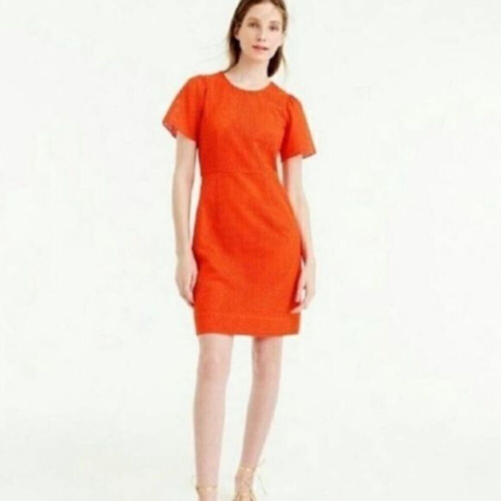 J.CREW Flutter Mini Orange Cotton Lace Dress US 8